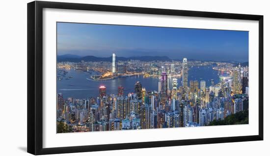 View of Kowloon and Hong Kong Island from Victoria Peak at Dusk, Hong Kong-Ian Trower-Framed Photographic Print
