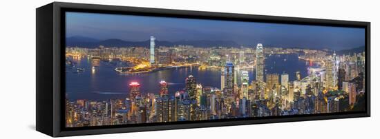 View of Kowloon and Hong Kong Island from Victoria Peak at Dusk, Hong Kong-Ian Trower-Framed Premier Image Canvas