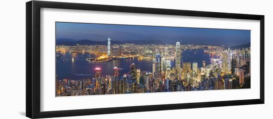 View of Kowloon and Hong Kong Island from Victoria Peak at Dusk, Hong Kong-Ian Trower-Framed Photographic Print