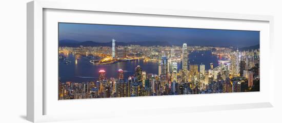 View of Kowloon and Hong Kong Island from Victoria Peak at Dusk, Hong Kong-Ian Trower-Framed Photographic Print