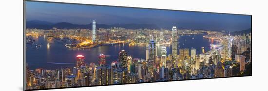 View of Kowloon and Hong Kong Island from Victoria Peak at Dusk, Hong Kong-Ian Trower-Mounted Photographic Print