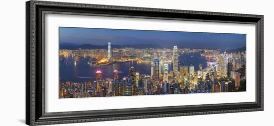 View of Kowloon and Hong Kong Island from Victoria Peak at Dusk, Hong Kong-Ian Trower-Framed Photographic Print