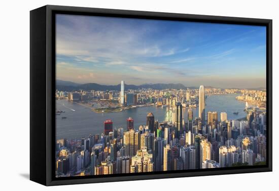 View of Kowloon and Hong Kong Island from Victoria Peak, Hong Kong-Ian Trower-Framed Premier Image Canvas
