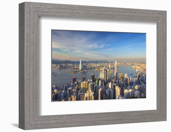 View of Kowloon and Hong Kong Island from Victoria Peak, Hong Kong-Ian Trower-Framed Photographic Print