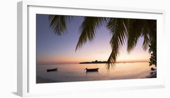 View of Kuramathi Island at sunset, Rasdhoo Island, Northern Ari Atoll, Maldives-Ian Trower-Framed Photographic Print