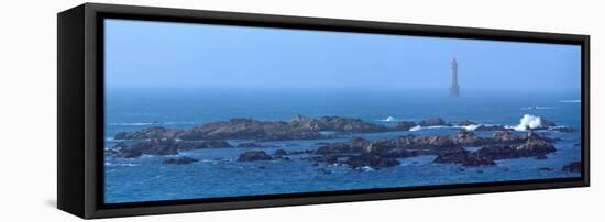 View of La Jument Lighthouse in sea, Ushant Island, Finistere, Brittany, France-null-Framed Premier Image Canvas