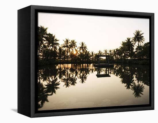 View of Lake at Sunset, Backwaters Near North Paravoor, Kerala, India, South Asia-Ben Pipe-Framed Premier Image Canvas