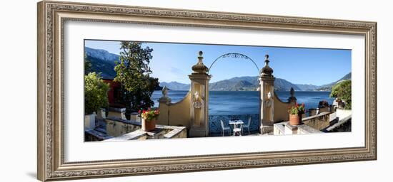 View of Lake Como from a Patio, Varenna, Lombardy, Italy-null-Framed Photographic Print