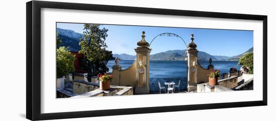 View of Lake Como from a Patio, Varenna, Lombardy, Italy-null-Framed Photographic Print