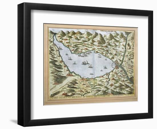 View of Lake Geneva and its Surroundings, Ca 1590-Luca Giordano-Framed Giclee Print