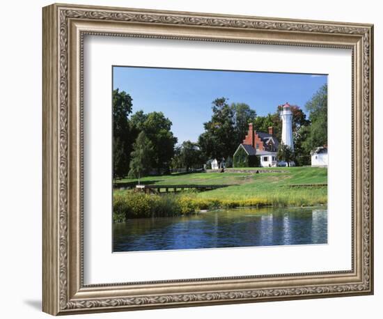 View of Lake Huron and Port Sanilac Lighthouse, Michigan, USA-Adam Jones-Framed Photographic Print