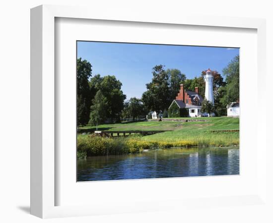 View of Lake Huron and Port Sanilac Lighthouse, Michigan, USA-Adam Jones-Framed Photographic Print
