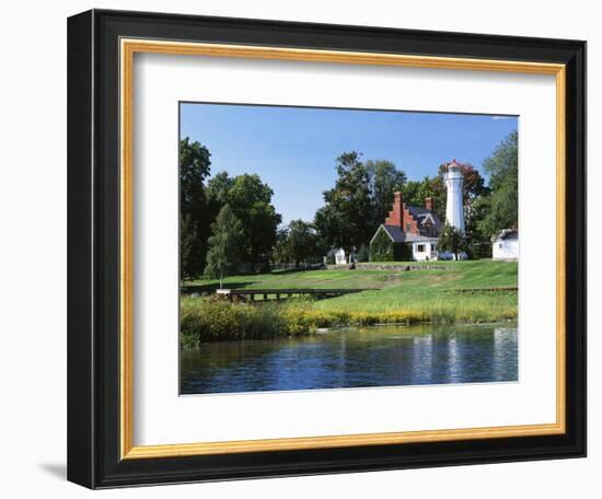 View of Lake Huron and Port Sanilac Lighthouse, Michigan, USA-Adam Jones-Framed Photographic Print