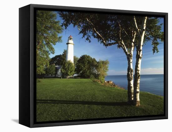 View of Lake Huron, Ponte Aux Barques Lighthouse, Michigan, USA-Adam Jones-Framed Premier Image Canvas