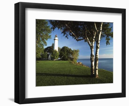 View of Lake Huron, Ponte Aux Barques Lighthouse, Michigan, USA-Adam Jones-Framed Photographic Print