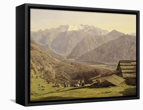 View of Lake of Hallstatt in Hutteneck Alps by Ferdinand G Waldmuller, 1838, Austria 19th Century-null-Framed Premier Image Canvas