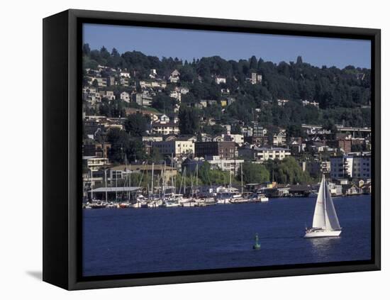 View of Lake Union and Capitol Hill Neighborhood, Seattle, Washington, USA-Connie Ricca-Framed Premier Image Canvas