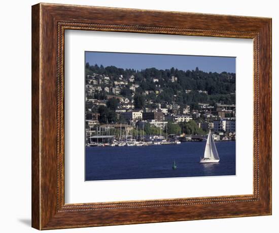 View of Lake Union and Capitol Hill Neighborhood, Seattle, Washington, USA-Connie Ricca-Framed Photographic Print