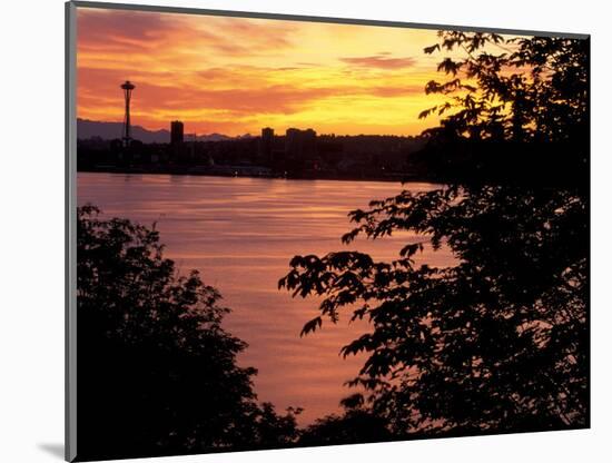 View of Lake Union and Space Needle, Seattle, Washington, USA-William Sutton-Mounted Photographic Print