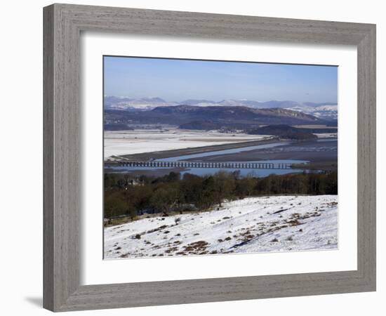 View of Lakeland Fells and Kent Estuary from Arnside Knott in Snow, Cumbria, England-Steve & Ann Toon-Framed Photographic Print