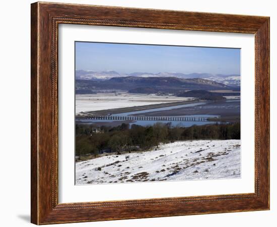 View of Lakeland Fells and Kent Estuary from Arnside Knott in Snow, Cumbria, England-Steve & Ann Toon-Framed Photographic Print