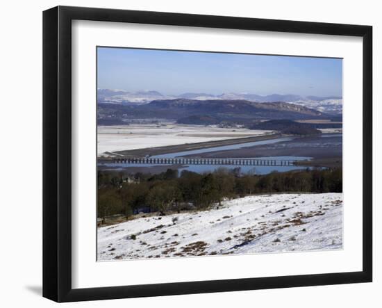 View of Lakeland Fells and Kent Estuary from Arnside Knott in Snow, Cumbria, England-Steve & Ann Toon-Framed Photographic Print