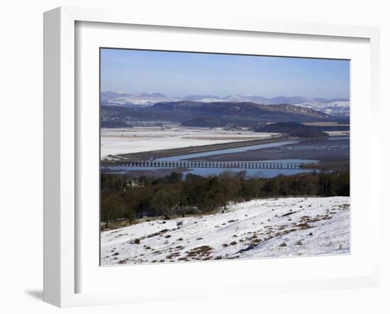 View of Lakeland Fells and Kent Estuary from Arnside Knott in Snow, Cumbria, England-Steve & Ann Toon-Framed Photographic Print