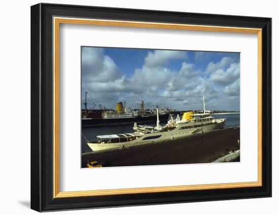 View of Large Yacht Offshore-Adam Scull-Framed Photographic Print