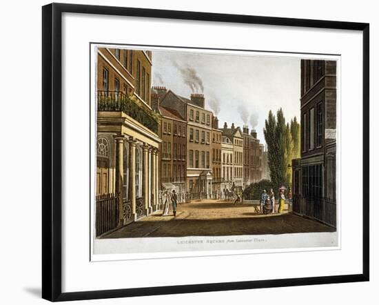 View of Leicester Square from Leicester Place with Figures, London, C1815-null-Framed Giclee Print