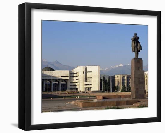 View of Lenin Square Looking Towards the Ala-Too Range of Mountains, Bishkek, Kyrgyzstan-Upperhall-Framed Photographic Print