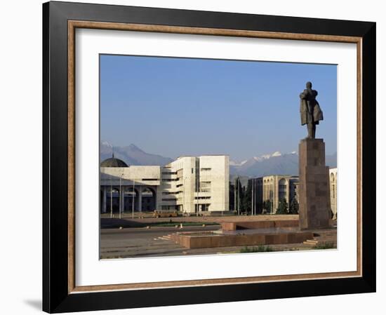 View of Lenin Square Looking Towards the Ala-Too Range of Mountains, Bishkek, Kyrgyzstan-Upperhall-Framed Photographic Print