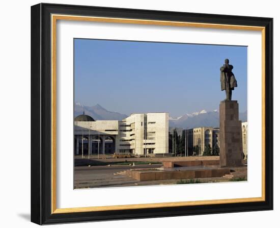 View of Lenin Square Looking Towards the Ala-Too Range of Mountains, Bishkek, Kyrgyzstan-Upperhall-Framed Photographic Print