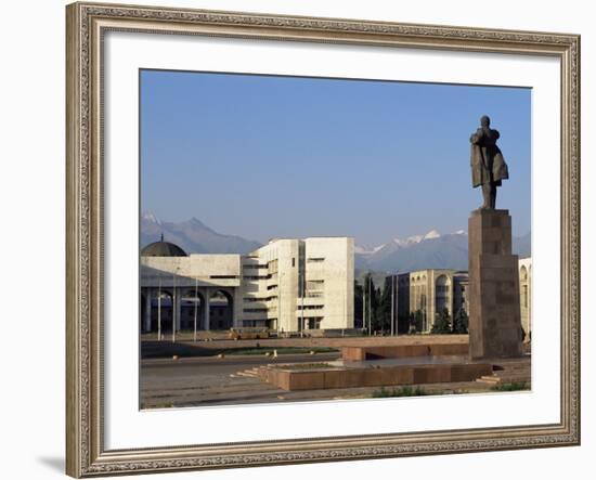 View of Lenin Square Looking Towards the Ala-Too Range of Mountains, Bishkek, Kyrgyzstan-Upperhall-Framed Photographic Print