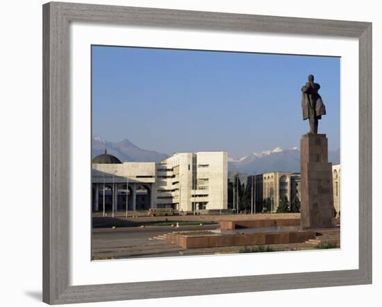 View of Lenin Square Looking Towards the Ala-Too Range of Mountains, Bishkek, Kyrgyzstan-Upperhall-Framed Photographic Print