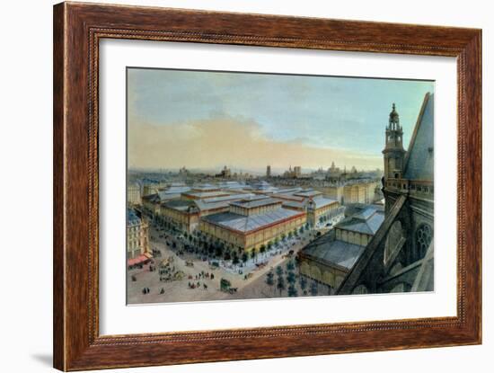 View of Les Halles in Paris Taken from Saint Eustache Upper Gallery, circa 1870-80-Felix Benoist-Framed Giclee Print