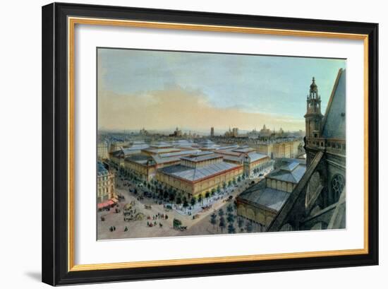 View of Les Halles in Paris Taken from Saint Eustache Upper Gallery, circa 1870-80-Felix Benoist-Framed Giclee Print