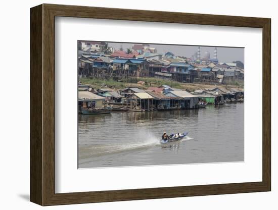 View of Life Along the Tonle Sap River Headed Towards Phnom Penh, Cambodia, Indochina-Michael Nolan-Framed Photographic Print