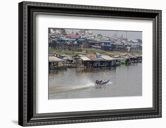 View of Life Along the Tonle Sap River Headed Towards Phnom Penh, Cambodia, Indochina-Michael Nolan-Framed Photographic Print