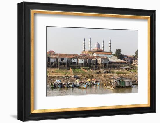 View of Life Along the Tonle Sap River Headed Towards Phnom Penh, Cambodia, Indochina-Michael Nolan-Framed Photographic Print