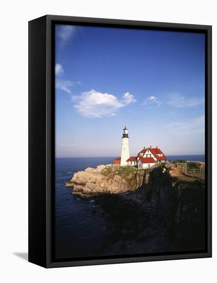 View of Lighthouse, Cape Elizabeth, Portland, Maine, USA-Walter Bibikow-Framed Premier Image Canvas