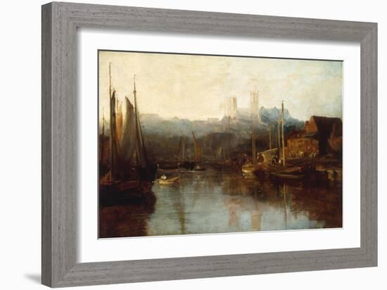 View of Lincoln Cathedral from the River-Peter De Wint-Framed Giclee Print