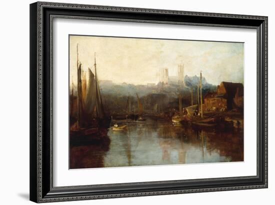 View of Lincoln Cathedral from the River-Peter De Wint-Framed Giclee Print