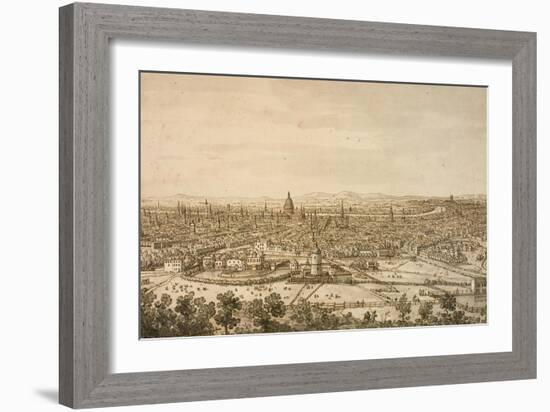 View of London from the North, a Drawing-Canaletto-Framed Art Print