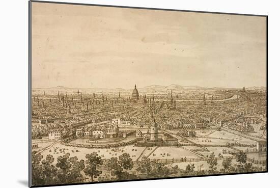 View of London from the North, a Drawing-Canaletto-Mounted Art Print