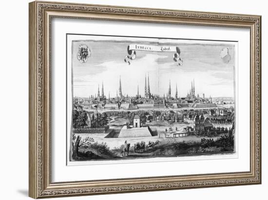 View of Lubeck-Matthaus Merian-Framed Giclee Print