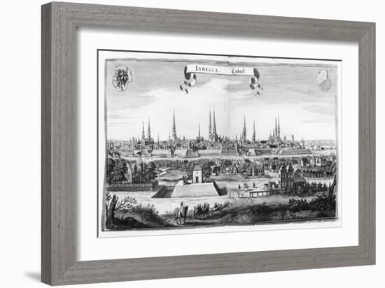 View of Lubeck-Matthaus Merian-Framed Giclee Print