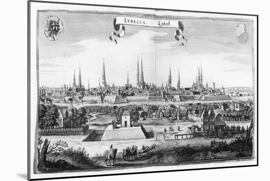 View of Lubeck-Matthaus Merian-Mounted Giclee Print