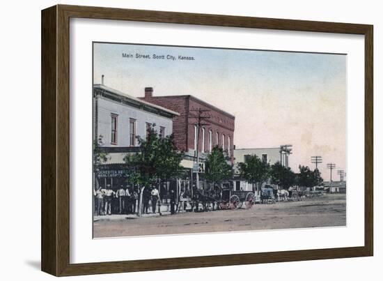 View of Main Street - Scott City, KS-Lantern Press-Framed Art Print