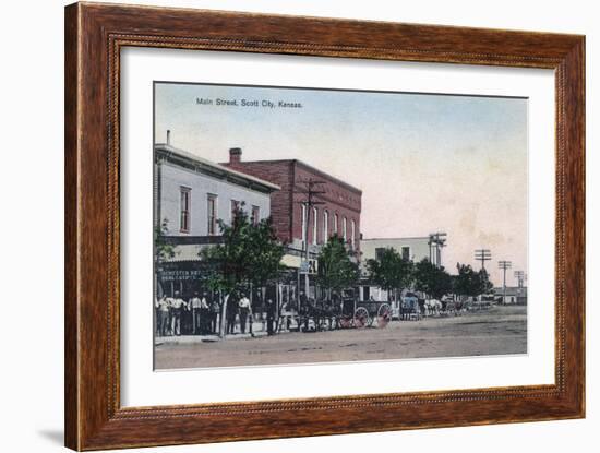 View of Main Street - Scott City, KS-Lantern Press-Framed Art Print