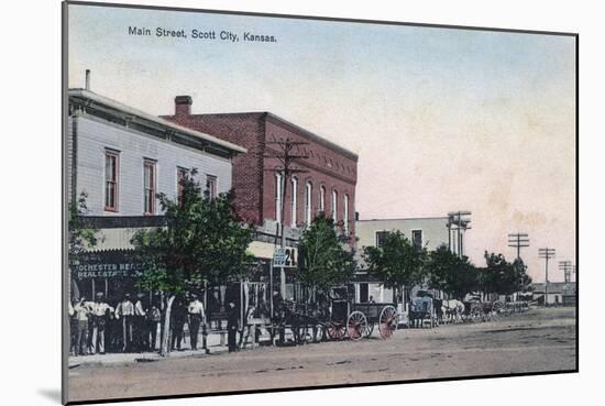 View of Main Street - Scott City, KS-Lantern Press-Mounted Art Print